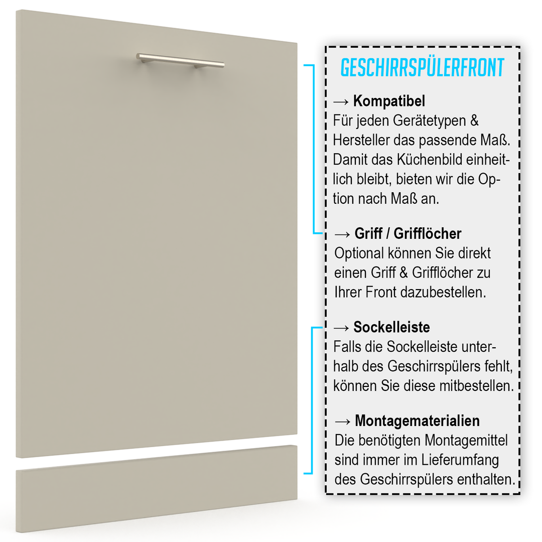 Geschirrspülerfront 19mm Farb- und Maßkonfigurator