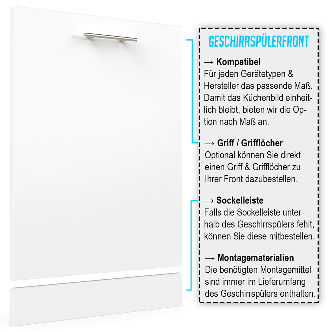 Geschirrspülerfront 19mm Farb- und Maßkonfigurator